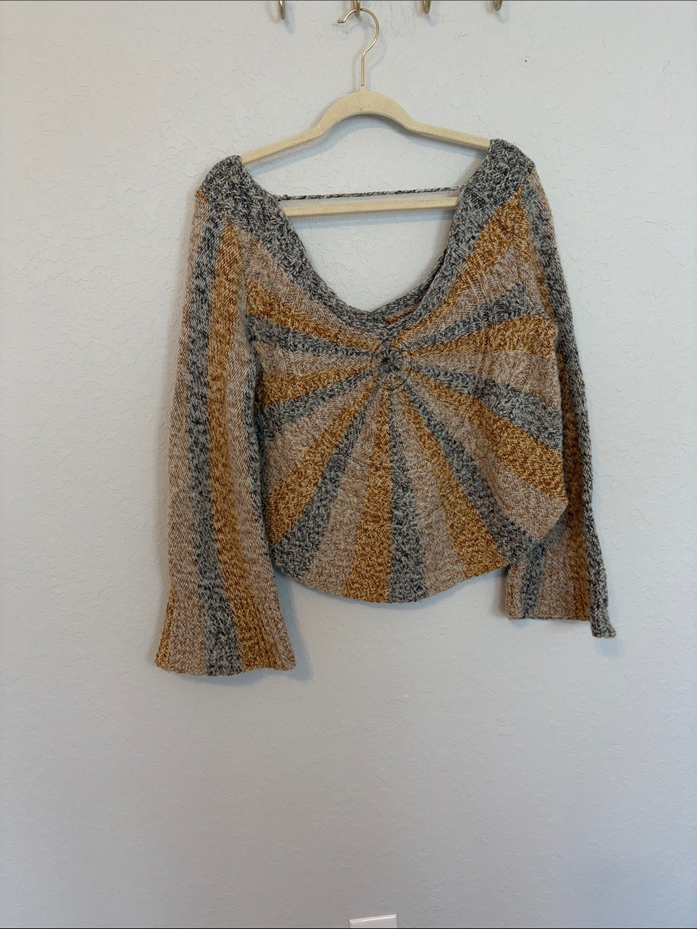 Free People Sunburst Open Back Sweater Rust Gray Size Large - Picture 5 of 7